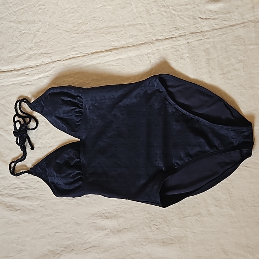 Tommy Hilfiger Navy Blue Halter One Piece Swimsuit Anchors Size Medium